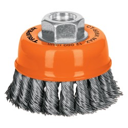 Carda copa 3″ alambre trenzado grueso, eje 5/8″-11