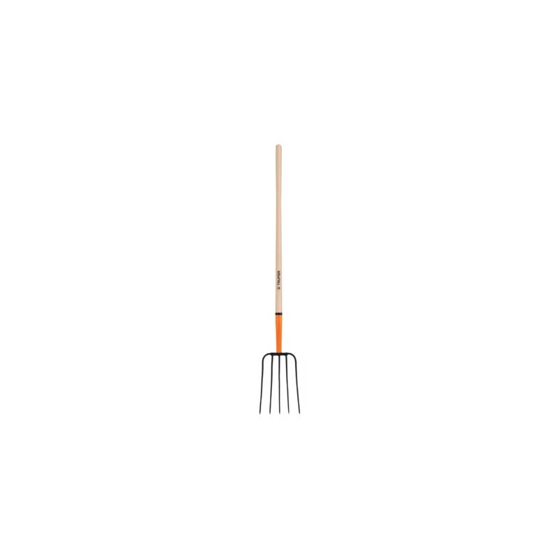Bieldo para paja, 5 dientes, mango 48″